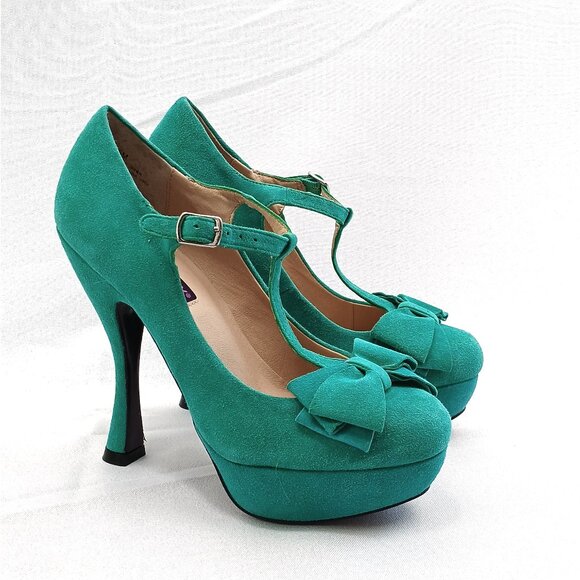 Mojo Moxy Vintage Style Platform High Heel With Bows - Picture 2 of 7